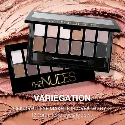 Nude Brown Eyeshadow Palette, Neutral Nude Brown Bronze Black White Pink Champagne Cream Eyeshadow Palette Makeup,Highly Pigmented Natural Eyeshadow for Woman Eyes Long Lasting Naturing-Looking 01