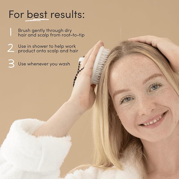 Jupiter Exfoliator Brush For Removing Dandruff & Build-Up - Detangling Scrubber For Wet or Dry Hair - Supports Circulation & Growth - For All Hair Types - Black