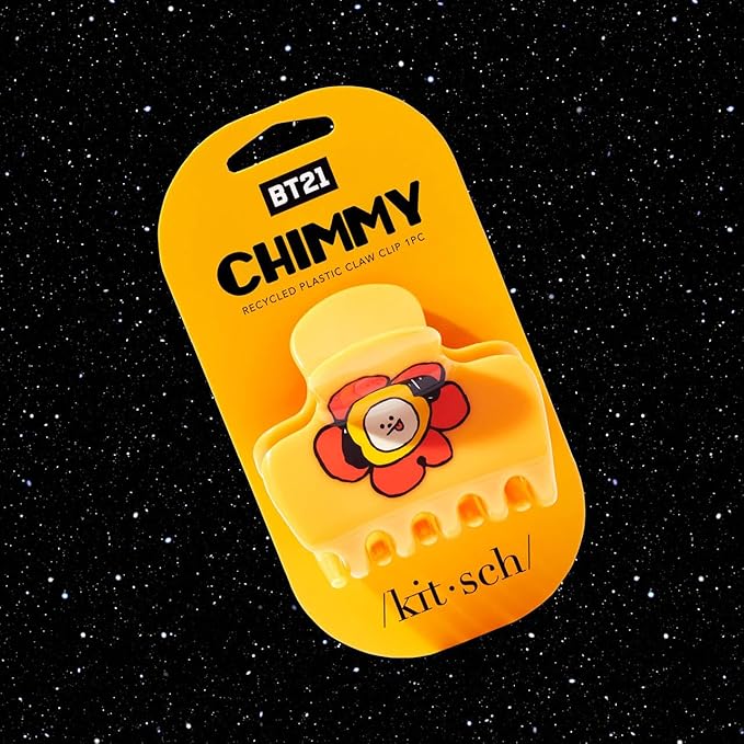 Kitsch BT21 Women Recycled Plastic Puffy Medium Hair Clips, Claw Clips for Thin and Short Hair, Chimmy