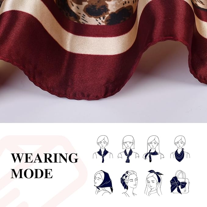 35 x 35 Women's Fashion Pattern Large Square Silk Like Hair Scarf Head Sleeping Wrap Satin Neck Bandana for Gift…