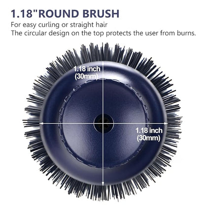 Hair Dryer Brush, Aima Beauty 4-in-1 Upgrade Hot Air Straightener Curler Function for Women, Hair Styling Tools, Prussian Blue-Round