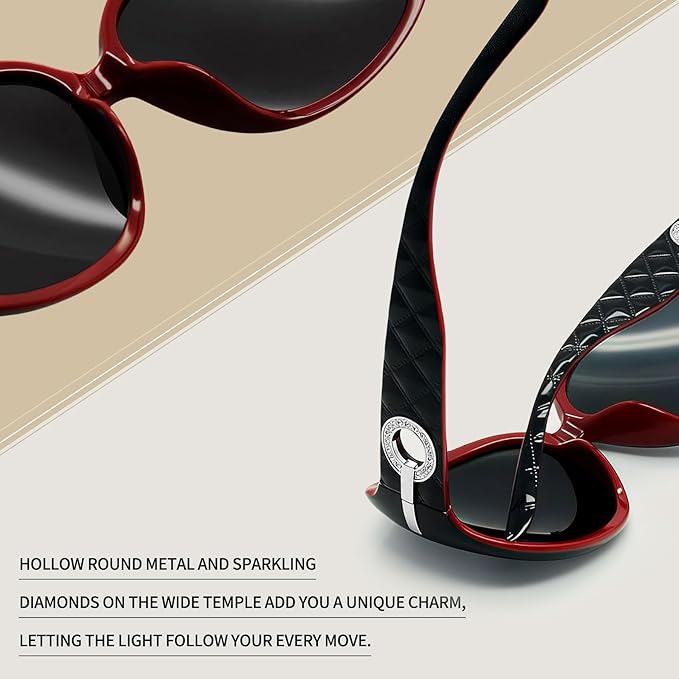 Joopin Big Womens Sunglasses Polarized Trendy Sun Glasses Large Rectangle UV Protection Rhinestone Sunnies