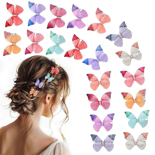 20Pcs Butterfly Hair Clips for Women Moving Glitter Butterfly Clip Fairy Accessories Green