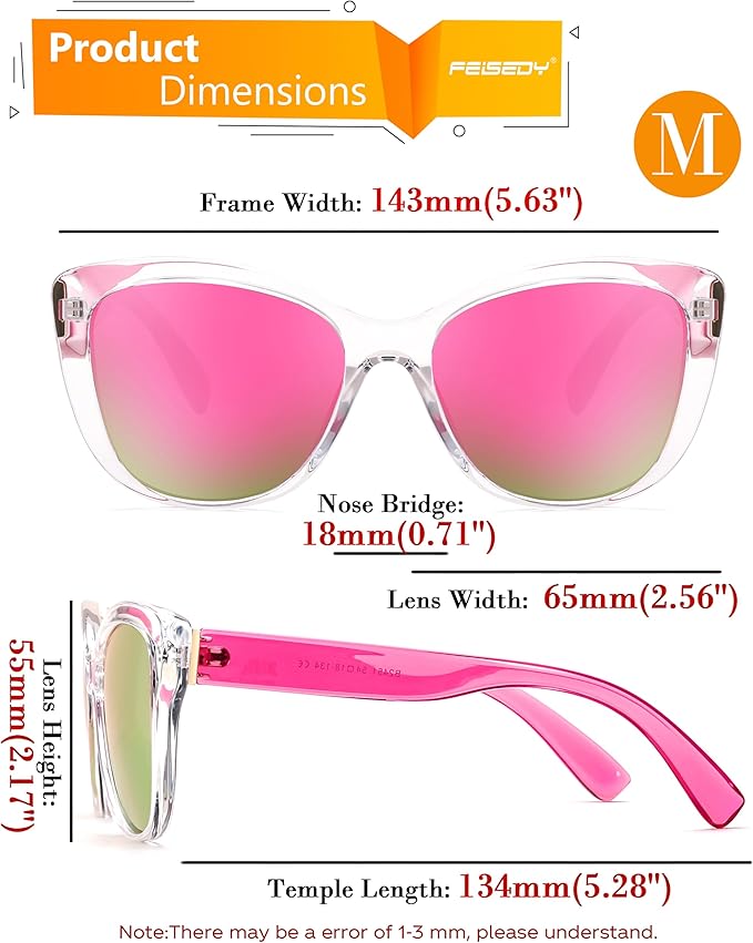 FEISEDY Polarized Vintage Sunglasses American Womens Square Jackie O Cat Eye Sunglasses B2451