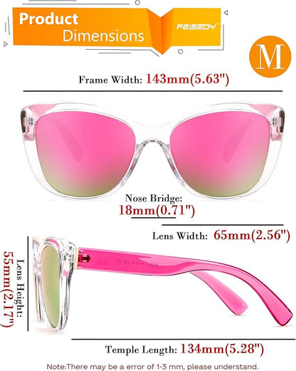 FEISEDY Polarized Vintage Sunglasses American Womens Square Jackie O Cat Eye Sunglasses B2451