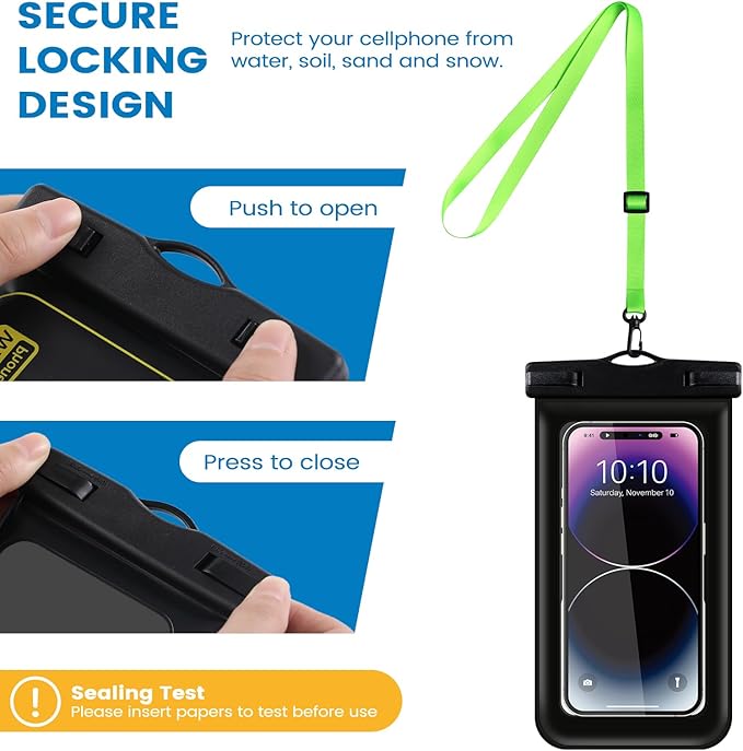 2 Pack Waterproof Phone Pouch, Universal Waterproof Phone Case with Lanyard for iPhone 15/14/13/12/12 Pro Max/Galaxy 21 up to 7.5", IPX8 Waterproof Case Cellphone Dry Bag for Beach Swimming Travel