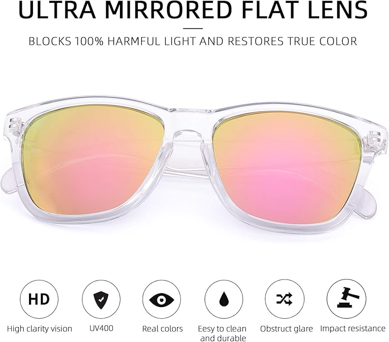 COLOSSEIN Sunglasses Womens,Classic Square Frame UV400 Mirrored Lens,Sunglasses Fit For Beach,Vacation,Driving