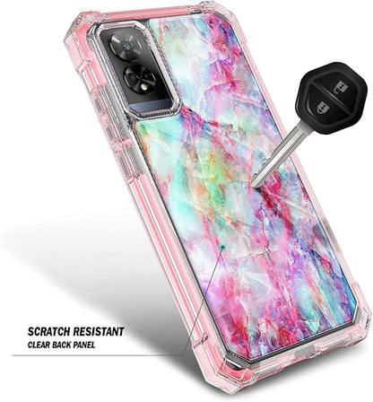 Designed for TCL 50 XE 5G Phone Case, 50 XE NXTPAPER 5G Case with Screen Protector, [Raised Corners Drop Protection] Full-Body Protective Shockproof Rugged Bumper Cover (Marble Fantasy)