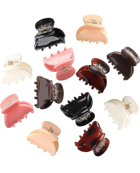 Claw Hair Clips Jaw Clamps - 12PCS Small Hair Claw Jaw Clamp for Thin Hair Styling Accessories Classic Hair Clamp for Women Girls(Solid color#1)