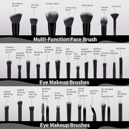 MAANGE Makeup Brushes 49 Pcs Makeup Kit, Multi-functional Makeup Tool Set with Makeup Brush Foundation Brush Make up Brushes Set (Black, 49 Piece Set)
