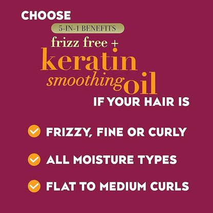 OGX Frizz-Free + Keratin Smoothing Oil Conditioner, 25.4 fl oz