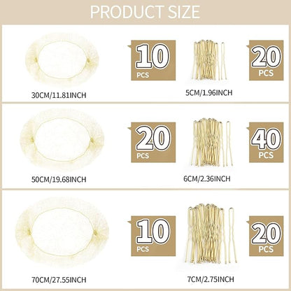 Teenitor Hair Nets Invisible Elastic Edge Mesh and Bobby Pins Set,40 Pieces HairNets, 80 Pieces U Shaped Pins for Ballet Bun,3 Size, Blonde