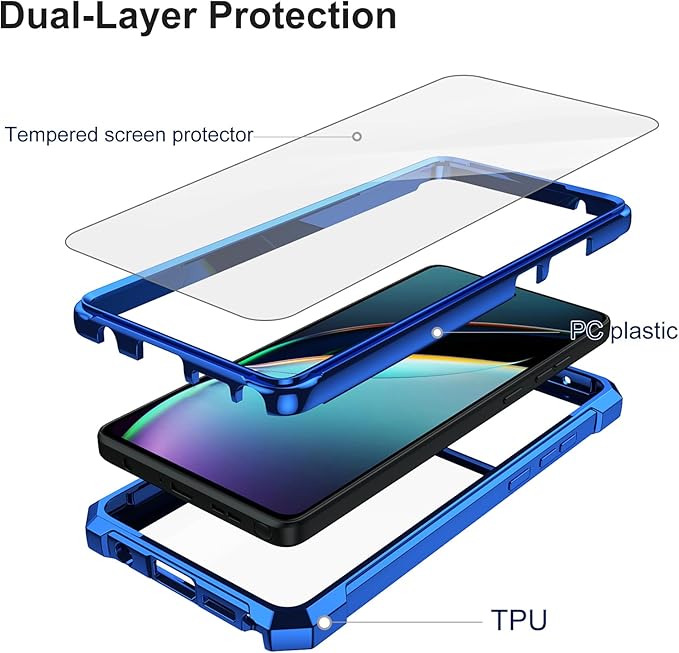 Ailiber for Motorola Moto G Stylus 5G 2024 Cell Phone Case, Motorola G Stylus 2024 Case with Screen Protector, Dual Layer Shockproof Bumper, Anti Yellowing, Slim [Scratch-Resistant]-Blue