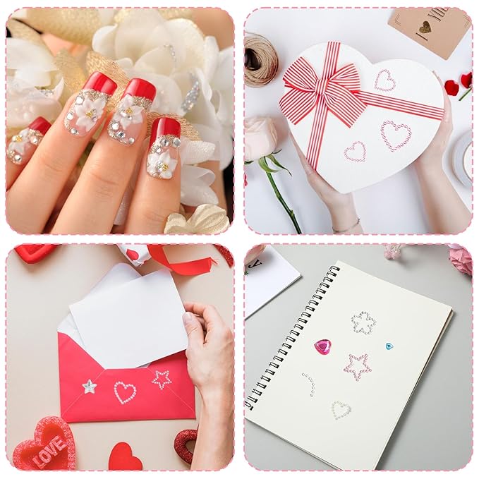 6 Sheets Face Gem Stickers Bling Heart Sticker With Tweezer Self-Adhesive Rhinestone Jewel Stickers Assorted Shapes Eye Jewels DIY Face Gems Stick on Hair Accessories For Girls for Makeup Body Crafts