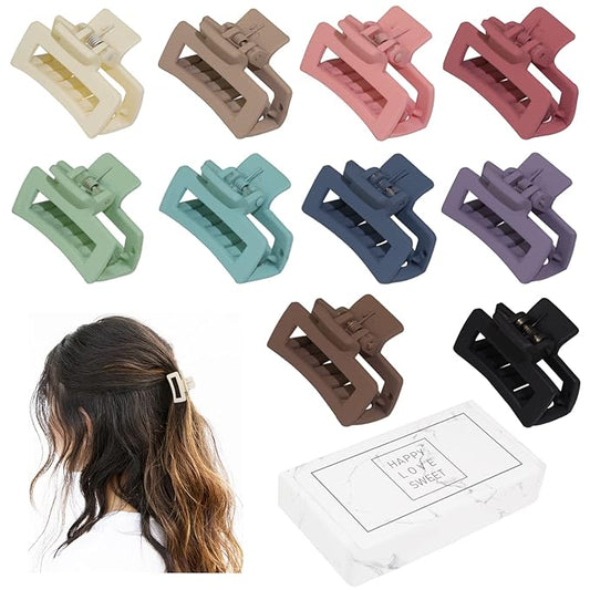 Cobinaan Hair Clips for Women Girls, Small Claw Clips for Thin/Medium Thick Hair, 1.5 Inch Mini Hair Jaw Clips, Matte Rectangle Nonslip Clip - Light color, 10 Pieces