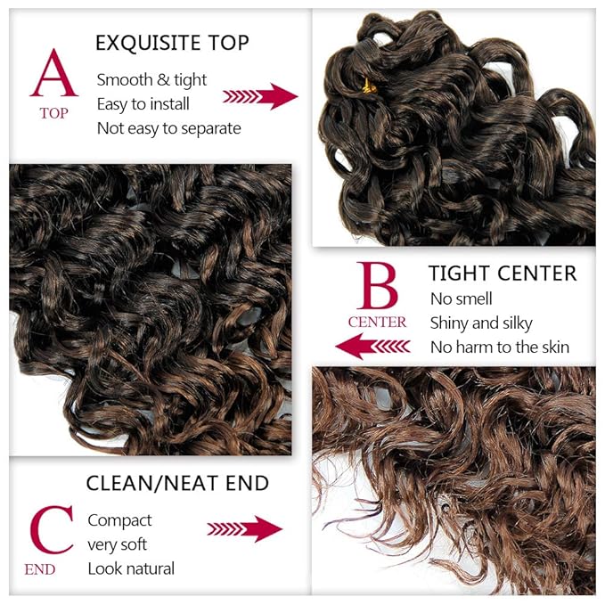 8 Packs Curly Crochet Hair GoGo Curl Crochet hair for Women Deep Wave Braiding hair,Synthetic Bohemian Crochet Braid Water Wave Crochet hair Extensions (1B/30, 18inch)