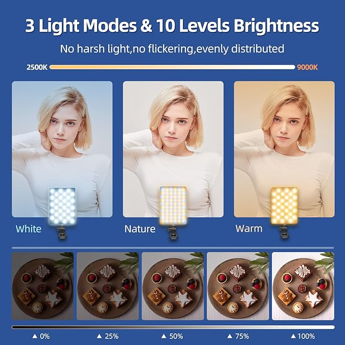 Selfie Light for iPhone,60 LED Phone Light with Clip,3 Light Modes,3000mAh Rechargeable Battery,Portable Video Fill Light for iPhone/Phone/Ipad,Laptop,Photo,Video Recording,Conference,Selfie,TikTok