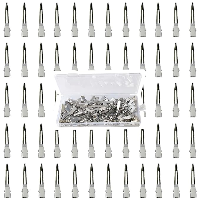 HiJeaton 60Pcs Duck Bill Hair Clips Metal Styling Hair Clips, Alligator Curl Clips, Single Prong Hair Clip for Thick Hair Sectioning, Salon, Bows DIY (Small)