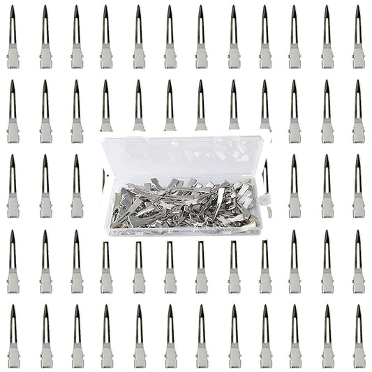 HiJeaton 60Pcs Duck Bill Hair Clips Metal Styling Hair Clips, Alligator Curl Clips, Single Prong Hair Clip for Thick Hair Sectioning, Salon, Bows DIY (Small)