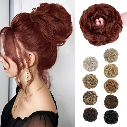 MORICA 1PCS Messy Hair Bun Hair Scrunchies Extension Curly Wavy Messy Synthetic Chignon for Women Updo Hairpiece