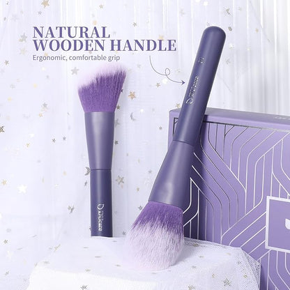 DUcare Makeup Brushes Professional 20Pcs Purple Makeup Brush set with Silicone Face Mask Brush Kabuki Foundation Blending Powder Blush Concealers Eyeshadows Brushes
