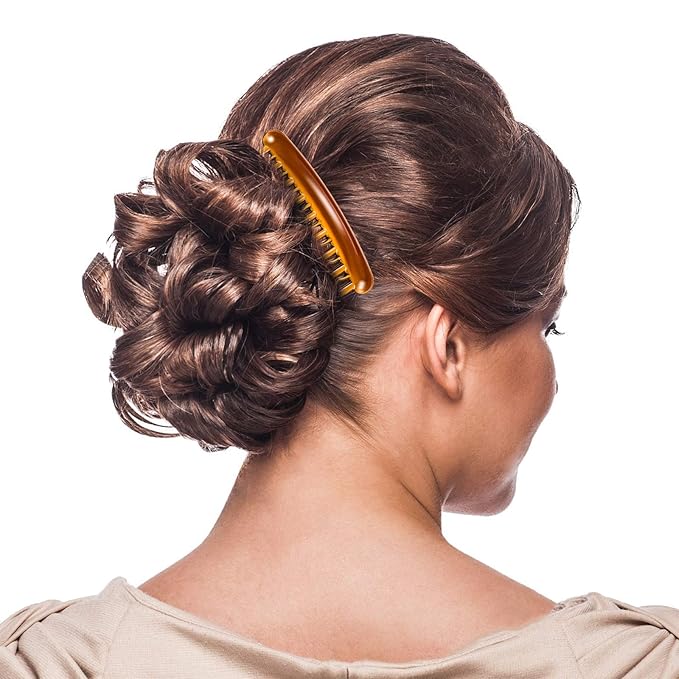 12 Pieces Plastic Teeth Hair Combs Tortoise Side Comb Hair Accessories(Black, Transparent, Dark Brown, Light Brown)