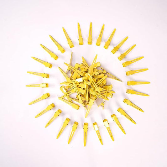 100 Packs silvery Alligator Curl Clips, bandenger 1.8 Inch Single Prong Clips Hair Accessories,for Girls and Women,Hair Styling,Hair Coloring, Random Color (yellow)