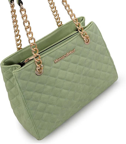 Montana West MEDIUM Tote Bag for Women Quilted Chain Handbags Shoulder Purse