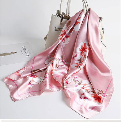 35 x 35 Women's Fashion Pattern Large Square Silk Like Hair Scarf Head Sleeping Wrap Satin Neck Bandana for Gift…