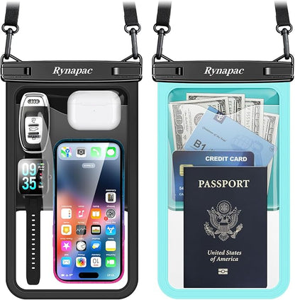 2 Pack Waterproof Phone Pouch - 10in Waterproof Phone Case with Lanyard, IPX8 Cellphone Dry Bag Beach Essentials for iPhone 16 15 14 Pro Max, Galaxy S24 S23 S22 Ultra, Cruise Ship Essentials