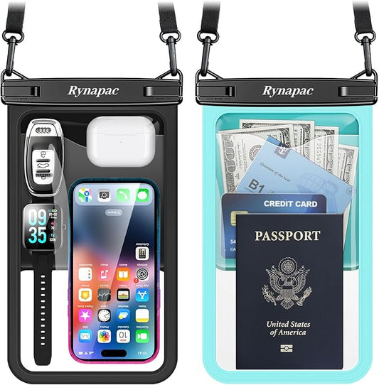 2 Pack Waterproof Phone Pouch - 10in Waterproof Phone Case with Lanyard, IPX8 Cellphone Dry Bag Beach Essentials for iPhone 16 15 14 Pro Max, Galaxy S24 S23 S22 Ultra, Cruise Ship Essentials