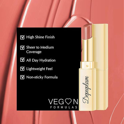 Nude Pink Lipstick for Women Hydrate Glossy Lipstick Moisture Lip Gloss Sheer-Medium Coverage Long Lasting Lipsticks for Dry Lips,DM70 Peach Nude
