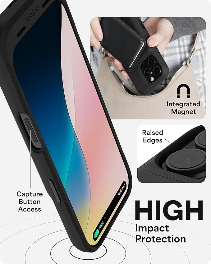 mophie Juice Pack Battery Case for iPhone 16 - Slim Charging Case, Magnetic Back for Wallets & Mounts, +50% Extra Battery Life, Enhanced 6-Foot Drop Protection, Sustainable Material, Black