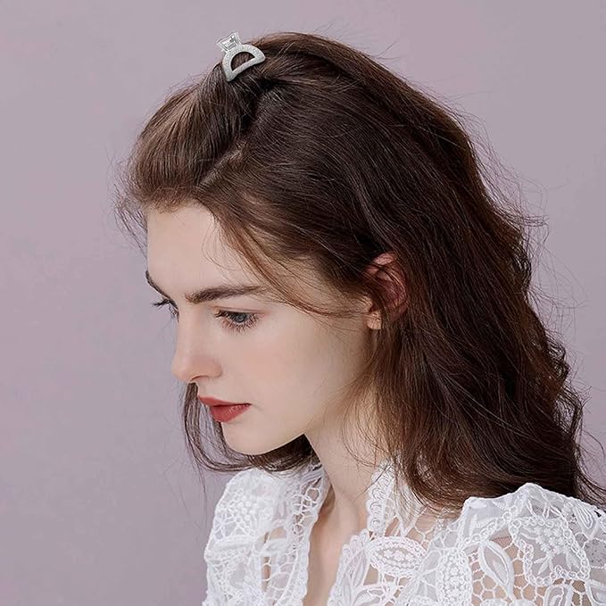 24Pcs Metal Mini Hair Clips Cute Claw Clips Square Bow Bangs Pins Small Rectangle Strong Hold Clips Non-Slip Fashion Claw Crab Hairpins Hair Styling Accessories for Women and Girls