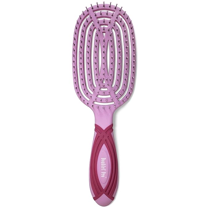 NuWay 4HAIR DoubleC PRO U.S. Patented Double Curved Detangling Brush is Hair Dryer Safe (Red Violet)