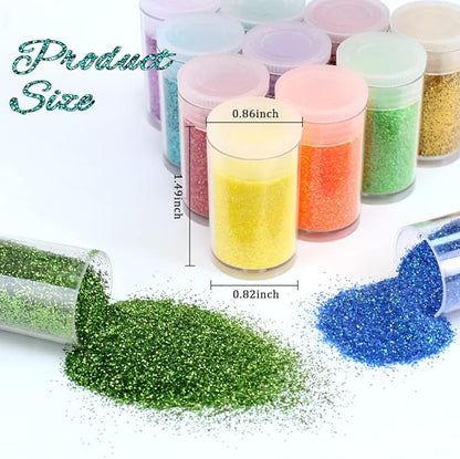 36 Colors Set, Fine Glitter for Resin, Arts and Craft Supplies Glitter, Cosmetic for Body Nail Face Hair Eyeshadow Lip Gloss Makeup, Festival Decoration