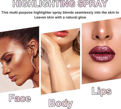 Hair and Body Glitter Spray, Holographic Glitter Highlighter Powder, Face Body Clothes Shiny Glitter, Loose Shimmer Hairspray Festival Rave Prom Accessories (Peal White)