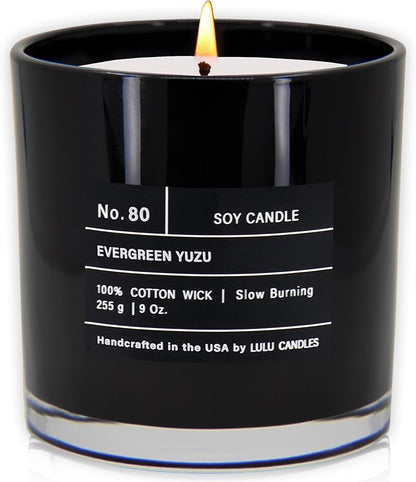 Lulu Candles | Evergreen Yuzu | Luxury Scented Soy Jar Candle | Hand Poured in The USA | Highly Scented & Long Lasting (9 Oz.)