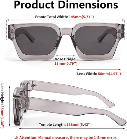 FEISEDY Retro 90s Square Sunglasses for Women Men Trendy Chunky Rectangle Sunglasses UV400 Protection B2385