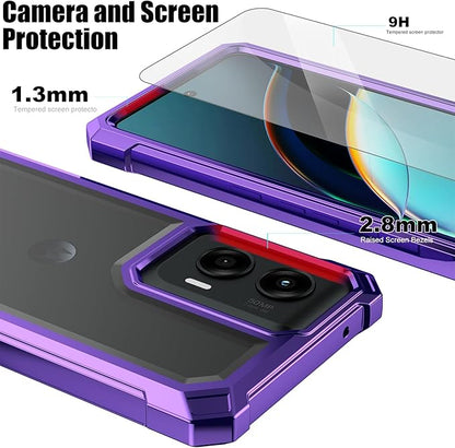 Ailiber for Motorola G Stylus 5G 2024 Phone Case, with Screen Protector, Dual Layer Shockproof Bumper, Clear Transparent, Slim Scratch-Resistant Cover for Motorola Moto G Stylus 2024-Purple