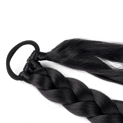2 Pack Long DIY Braided Ponytail Extension with Hair Tie Straight Wrap Around Hair Extensions Ponytail(2#)