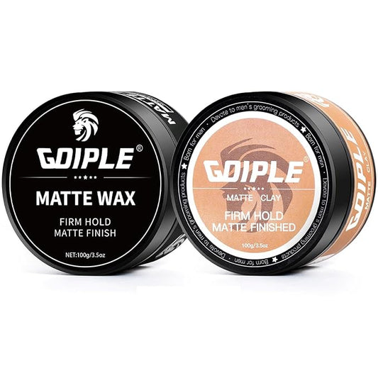 Hair Matte Wax for Men Firm & Strong Hold Matte Finish- Premium Water Based All Day Hold Hair Styling Clay- Hair Pomade Mens Styling Clay with Matte Shine- Mens Hair Styling Products Flake-Free(2PCS)
