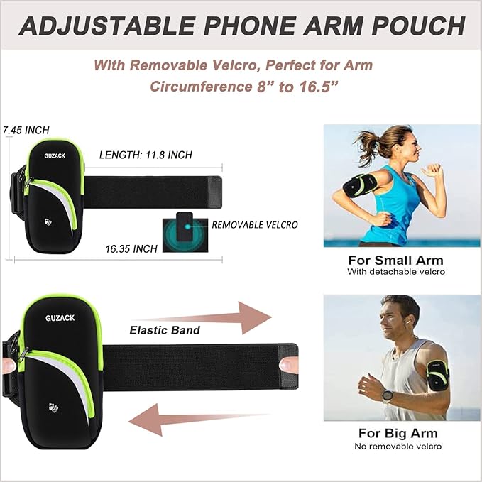 Armband Cell Phone Holder for Running Workout Exercise Sports Phone Arm Bands Pouch Bag, Running Armband for iPhone16 15 14 13 12 11 Pro Max XS XR X Plus Samsung Galaxy Up to 6.9"