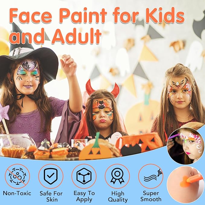 15PCS Glow in the Dark Body & Face Paint Stick,Makeup Face Paint Kit for Kids and Adults Halloween Club Black Light Birthday Party Masquerade Neon Glow Party Supplies
