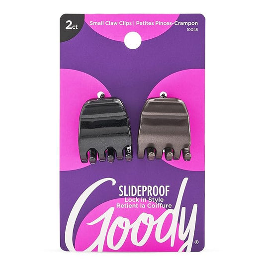 Goody SlideProof Mini Claw Clips, 2 Ct, Black/Brown, Secure Grip for Quick & Easy Hairstyles, Chic Hair Styling Accessories for Women, Men, Boys & Girls, Suitable for All Occasions, All Hair Types