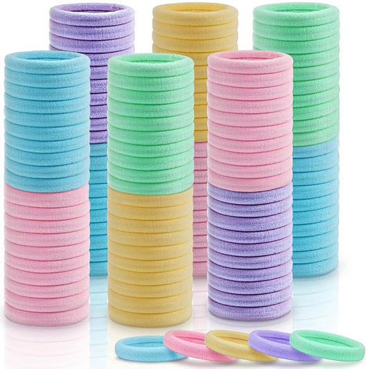 150PCS Hair Ties, IKOCO Colorful Hair Ties for Women No Damage, Cotton Seamless Ponytail Holders for Thick Hair, 5 Colors