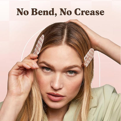 Kitsch Extra Large Creaseless Hair Clips for Women, No Bend No Crease Hair Clips, Recycled Acrylic Makeup Clip, Hairstyling - Terracotta (Checkered), 2pcs