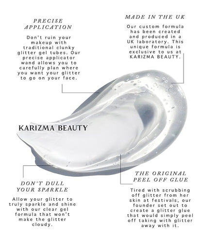 Cosmetic Glitter Glue, The Original Peel Off Formula. KARIZMA Beauty. Face Chunky Glitter Glue Adhesive Body Cosmetic Makeup Glitter Primer