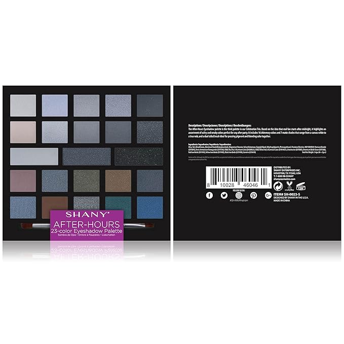 SHANY Eyeshadow Palette - 23 Pigmented, Long-Lasting & Blendable Matte/Shimmer Eye Color Shades for All Skin Tones - After-Hours