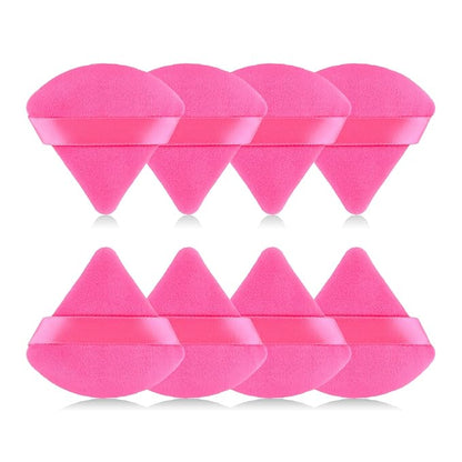 8pcs Triangular Powder Puff Face Soft Velvet Makeup Puff for Loose Powder Body Powder Makeup Sponge for Contouring Wet Dry Foundation Blender Sponge Beauty Makeup Tool.(Rose Red)
